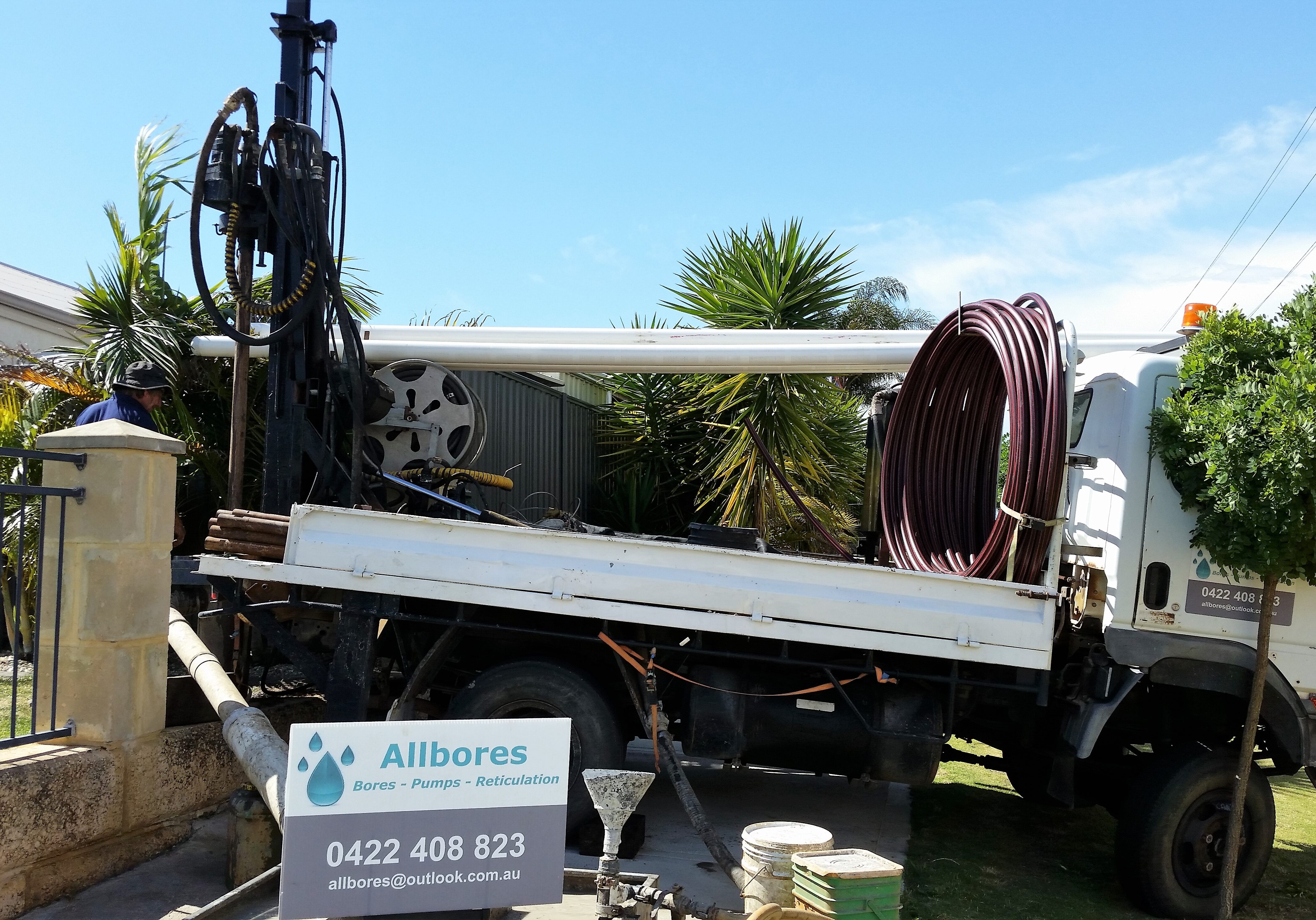 Water bore installation in Leeming over retaining wall